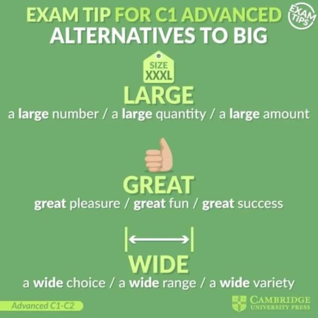 Big, big, big..... alternatives 
#learnenglish

Credit: @cambridgespain