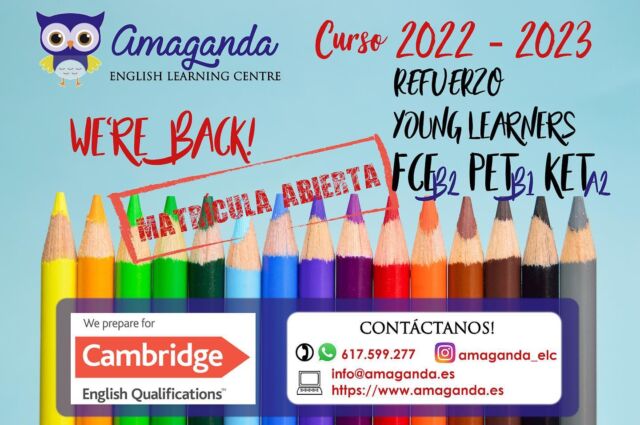 El verano nos gusta mucho, sí, pero empezamos a pensar en el inicio de curso 22-23.  Período de matrícula abierto. Contacta con nosotr@s. #learnenglish #lavilajoiosa #villajoyosa