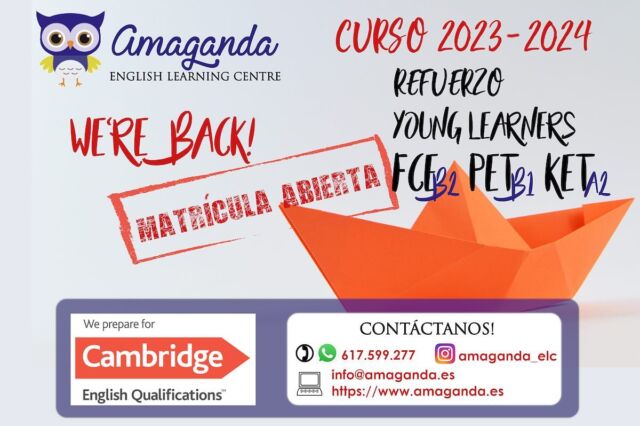 We are back !!!
Abierto plazo de matrícula para el curso 2023-24. 
#englishlearning #aprendoingles #lavila #lavilajoiosa #villajoyosa #cambridgeenglish